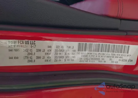 2017 Dodge Durango R/T Awd from USA, damaged, VIN 1C4SDJCT8HC935933